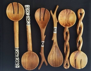 Ensemble d'ustensiles de cuisine de style vintage, cuillère en bois et spatule, ensemble d'outils en bambou et bois pour la cuisine à domicile - Product Image 5