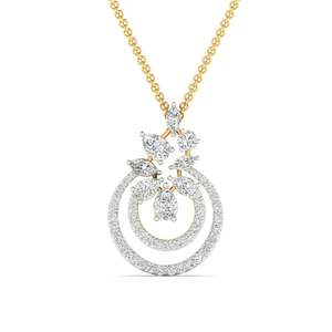 Colgante de diamante redondo con efecto espiral dorado para luna de miel, 0.59 ct, color E-F, VVS-VS, diamante cultivado en laboratorio en oro de 14K, regalo romántico - Product Image 1