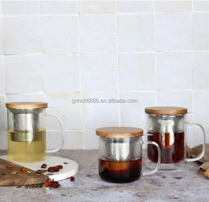 Taza de Vidrio con Infusor de Té de 300 ml, Tetera Ideal para Té, Té de Hierbas, Infusiones y <span class=keywords><strong>Rooibos</strong></span>, Taza de Vidrio con Tapa de Madera - Product Image 2