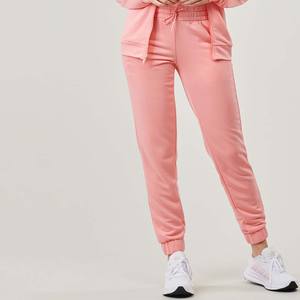 Nuevo estampado de Color sólido 100% algodón transpirable Zip Sweatsuit Set mujeres Stand Front Heavyweight Winter Sporty Hoodie Jogger - Product Image 5