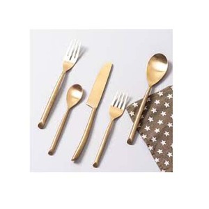 ชุดเครื่องใช้บนโต๊ะอาหารสแตนเลสพร้อมที่จับปลายตัดกลมยาวชุบทองคอลเลกชันเครื่องใช้บนโต๊ะอาหารสุดหรู - Product Image 1