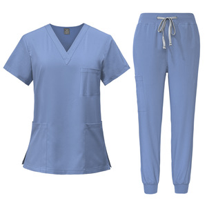 Set seprai Medis wanita ukuran <span class=keywords><strong>Plus</strong></span>, setelan atasan dan celana kain elastis untuk dokter dan perawat terbuat dari spandeks - Product Image 5