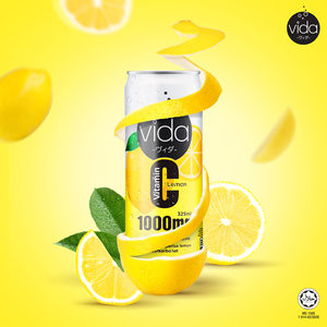 Vida <b>C</b> Halal Certified Malaysia Quench Thirst Sparkling Lemon Soda Fruity Carbonated Vitamin <b>C</b> Low-Fat 325ml Drink - Product Image 4