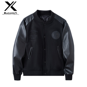 Veste universitaire OEM de haute qualité pour hommes, hiver, chaud, nouveau patch en chenille, broderie, manches en cuir de baseball et lettrage en toile - Product Image 5