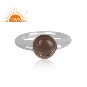 Best Selling Fine Sterling Silver Natural Smoky <b>Quartz</b> Gemstone Stackable <b>Ring</b> Custom Jewelry Manufacturer - Product Image 3