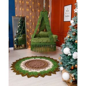 Silla Colgante de Macramé Hecha a Mano para Navidad, Hermosa Hamaca Colgante para Sala de Estar Interior, Muebles de Jardín Exterior - Product Image 1