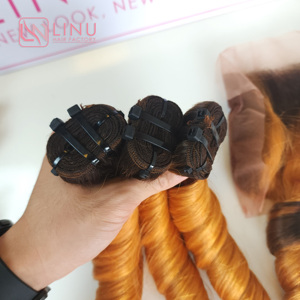 Paquets de cheveux humains bouclés non traités de couleur orange de qualité supérieure Double trame fabricant fournisseur trame de génie en gros - Product Image 5