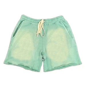 Shorts en laine délavée personnalisés pour hommes, style streetwear, 100 % coton, séchage rapide, respirant, écologique, anti-plis, été - Product Image 1