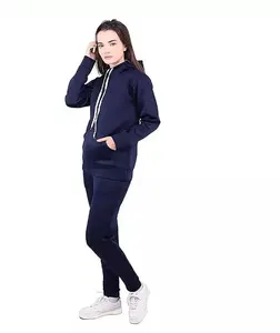 Conjuntos Personalizados para Mujer, Sudadera con Capucha y Cremallera, Diseño Informal de Color Sólido, Sudadera con Capucha de Algodón, Pantalones Jogger Acampanados - Product Image 5