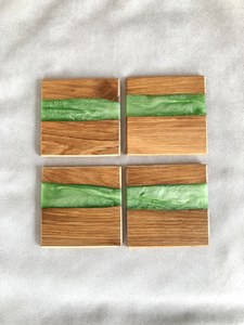 Wholesale Resin and Wood Stone Coasters Custom Shape Drink <b>Mats</b> with <b>Blue</b> & Red Resin Design for Modern <b>Table</b> Decor, Homes, - Product Image 2