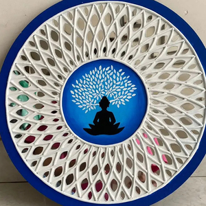 Azul y blanco moderno Lippan barro espejo arte MDF arte hecho a mano ofertas de arte en uso al por mayor para el Interior del hogar - Product Image 1