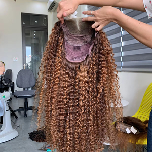 Extensiones de cabello Remy de Vietnam con textura rizada euroasiática, mechones de cabello humano crudo de trama, cierre de encaje, Remy Premium de alta calidad - Product Image 1