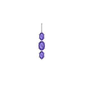Premium <b>Silver</b> Plated 925 Sterling <b>Silver</b> Trendy Iolite Three Oval Stone Women's <b>Pendant</b> Cable <b>Chain</b> Claw Setting Gift Pack 3 - Product Image 3