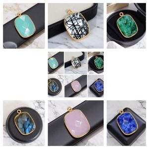 Aqua Calcedonia cojín rectángulo bisel piedra preciosa encanto colgante joyería moda colgante hecho a mano para mujeres que hacen joyería DIY - Product Image 3