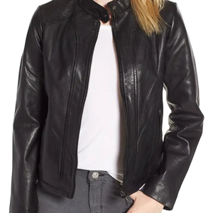 Veste en cuir de mouton pour femme, logo personnalisé imprimé, imperméable, réversible, OEM, épaisse, tendance, vêtements d'extérieur pour l'hiver - Product Image 1