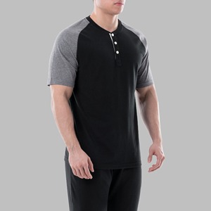 เสื้อยืดผู้ชายทรงหลวมมีกระดุม3เม็ดสีทรงโอเวอร์ไซส์ทำจากผ้าฝ้าย100% - Product Image 2