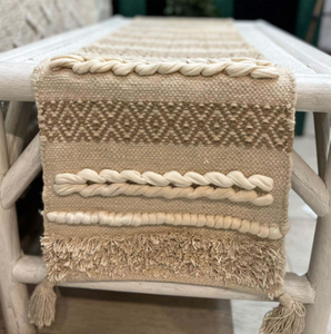 Camino de Mesa de Macramé de Algodón Natural de 40x120 cm, Tejido a Mano con Hilo Negro, Estilo Boho, Personalizable para el Hogar, Hotel o Bodas - Product Image 1