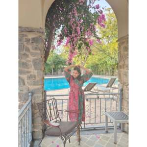 Bella Rose Half Half Babydoll Robe 3/4th Sleeves Cotton <b>Elastic</b> <b>Waist</b> Comfortable Breathable Two Front Pockets One Size Fits All - Product Image 1