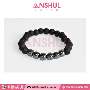 Design élégant En Gros 8mm Rond Hématite Diffuseur Huile Essentielle Pierres Cristaux Gemme Perlé Lave Diffuseur Bracelet - Product Image 2