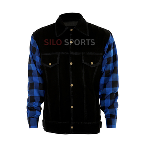 2025 OEM hommes noir Denim Biker Style veste avec manches en coton chauffé hiver mode pour moto équitation prix de gros - Product Image 1