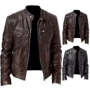 Nouveau respirant 2025 vente en gros de haute qualité hommes personnalisé hiver veste en cuir motard moto vestes Pu Faux cuir veste - Product Image 1