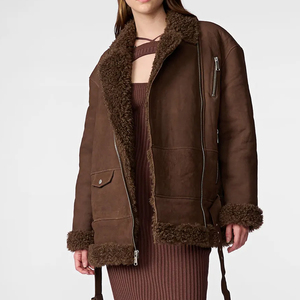 Chaqueta de motorista de cuero PU de alta calidad para mujer, logotipo personalizado, tejido de lana de invierno, uso en motocicleta al aire libre, algodón transpirable para otoño - Product Image 4