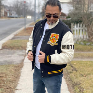 Chaqueta universitaria de lona de calidad superior para hombre, abrigo de invierno de cuero de lana transpirable, Letterman Vintage de gran tamaño - Product Image 1