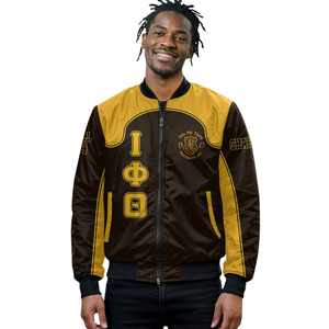 Veste universitaire en satin Iota Phi Theta 1963, fraternité grecque, bomber brodé, satin brillant, style universitaire, vêtement d'extérieur haut de gamme - Product Image 4