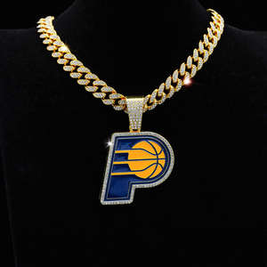 Pendentif de basket-ball unisexe en argent 925 rhodié plaqué or 14 carats avec moissanite, style hip-hop, thème basket-ball Indiana Pacers - Product Image 5