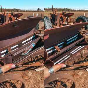 Nueva Llegada DE LA Pluma Mano Tooled Fur Leather Western Wallet Cartera de Cuero de Alta Calidad Herramientas de Mano Bolsa de Mensajero al Mejor Precio - Product Image 2