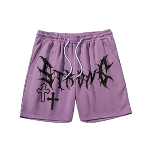 กางเกงขาสั้นผ้าฝ้ายพิมพ์ลาย DTG สีและป้ายสั่งทำได้ กางเกงขาสั้นผู้ชายสไตล์ย้อมสีแบบแอซิดวอช ลุคขาดๆ สำหรับใส่หน้าร้อน - Product Image 4