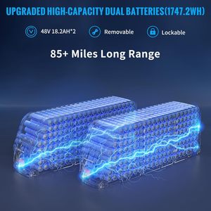 Bici elettrica da cross per adulti bici elettrica da 2500W con 1747Wh(48V 18.2AH * 2) batterie rimovibili da 37mph/85 miglia - Product Image 3