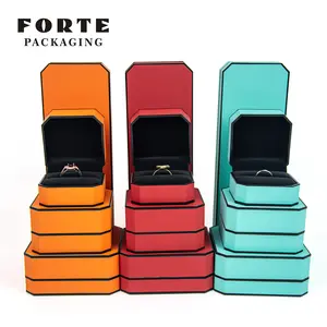 Forte Aangepaste Logo Luxe Afgeronde Hoek Sieraden Reizen Eenvoudige Lederen Ontwerp Sieraden Verpakking