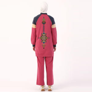 Nuevo chándal modesto de algodón de Color sólido para mujer de talla grande, conjuntos de 2 piezas, sudaderas cálidas de moda Otoño Invierno - Product Image 4