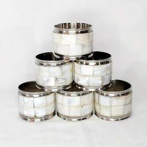 Anneaux de serviette en nacre, design rond, porte-serviettes de table avec plusieurs finitions pour les occasions festives - Product Image 3