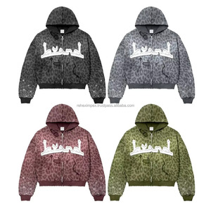 Sudadera con capucha personalizada con patrón sólido Vintage 100% algodón bordado con diamantes de imitación Logo Streetwear calor desteñido y desgastado para invierno - Product Image 5