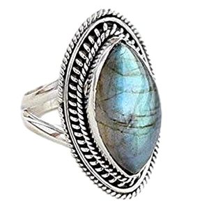 Navya <b>Craft</b> Handmade Boho Jewelry Labradorite Marquise Gemstone <b>Ring</b> Topaz Sterling Silver for Birthday Anniversary Gift Made - Product Image 1