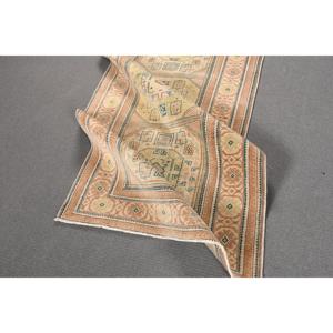 3x6 ft Rug, Turkish Vintage Rug, <b>Brown</b> Green Ombr <b>Wool</b> Rug - Product Image 4