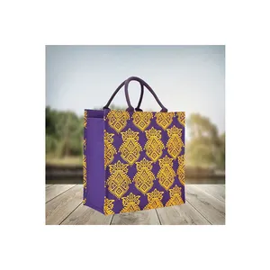 Jute Beach Bag Eco-Friendly Fancy Jute Bag Multipurpose Hand Bag With Zip & Handle For Sale