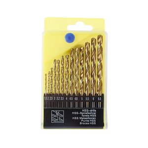 Yüksek hızlı çelik 13 adet <span class=keywords><strong>HSS</strong></span> büküm matkap ucu seti 1.5-6.5mm titanyum kaplı yuvarlak Shank için Metal ahşap plastik sondaj ağaç İşleme - Product Image 1