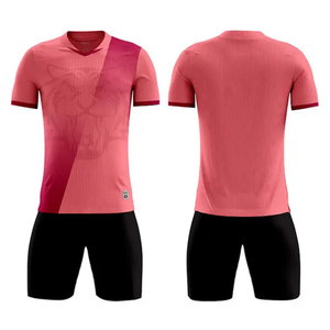 Conjunto de uniforme de fútbol elástico, camiseta de fútbol de manga corta con sublimación completa de dos piezas y pantalones cortos para adultos - Product Image 2