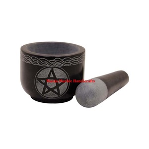 Increíble Venta caliente última llegada esteatita Color negro mortero y Maja forma redonda para el hogar cocina picante y mezcla de hierbas - Product Image 6