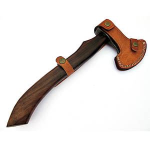 Hache de camping robuste en acier de Damas, tête en acier à motif artisanal avec manche en bois solide pour la survie en bushcraft et l'utilisation en plein air - Product Image 5