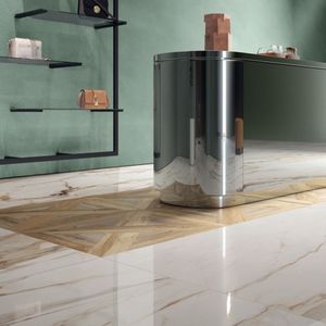 Carreaux de sol et murs intérieurs en porcelaine effet marbre blanc antique élégants 120x280 cm, ultra-minces 6 mm, sans joint, finition mate, luxe - Product Image 3