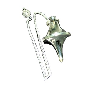 Péndulo de Metal OVNI Chapado en plata hecho a mano, piedra preciosa de radiestesia inspiradora de cristal de ágata Reiki Feng Shui, artesanía de meditación - Product Image 1