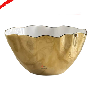Tazón para servir comida de diseñador dorado y blanco de diseño atractivo para restaurante y bar de hotel - Product Image 1