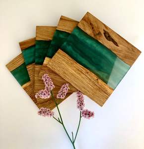 Top Class Epoxy Resin Acacia Wood <b>Coaster</b> Handmade Wooden Drink <b>Tea</b> <b>Coaster</b> Export Quality Made In India - Product Image 3