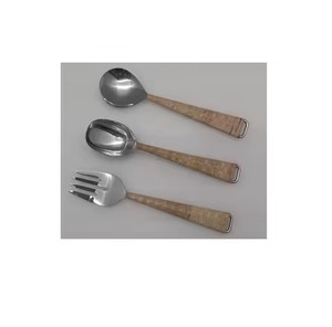 Ensemble de couverts en métal avec poignée en rotin couverts en acier inoxydable de qualité supérieure vaisselle de salle à manger élégante pour un usage domestique - Product Image 4
