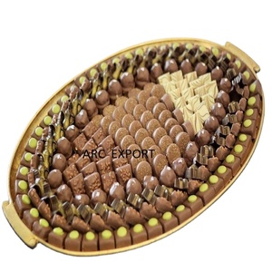 Latest Designer Table Decorative Chocolate Dessert Server Ware <b>Trays</b> Finest Quality Golden Metal Brass Chocolate <b>Snacks</b> <b>Tray</b> - Product Image 1