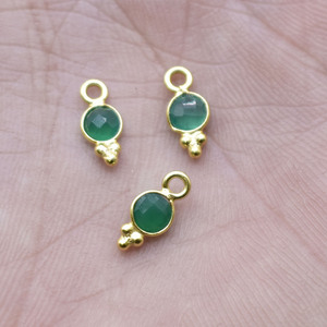 จี้ทรงกลมประดับออนิกซ์สีเขียว ชุบทอง ทำมือ ของขวัญแทนใจ ขายแยกชิ้น - Product Image 5